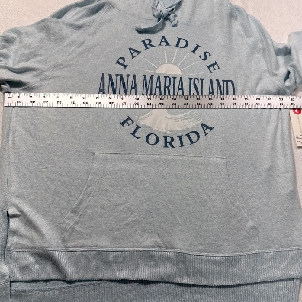 Ocean Drive Anna Maria Island Florida Hoodie Light Blue Heather Graphic Large - Picture 7 of 8